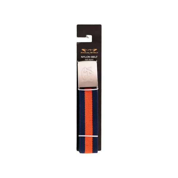 orange and navy striped fabric belt